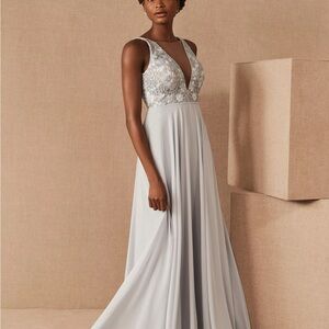 Jenny Yoo Embellished Plunge Maxi Gown